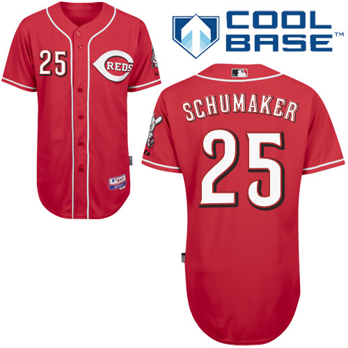 Skip Schumaker #25 MLB Jersey-Cincinnati Reds Men's Authentic Alternate Red Cool Base Baseball Jersey